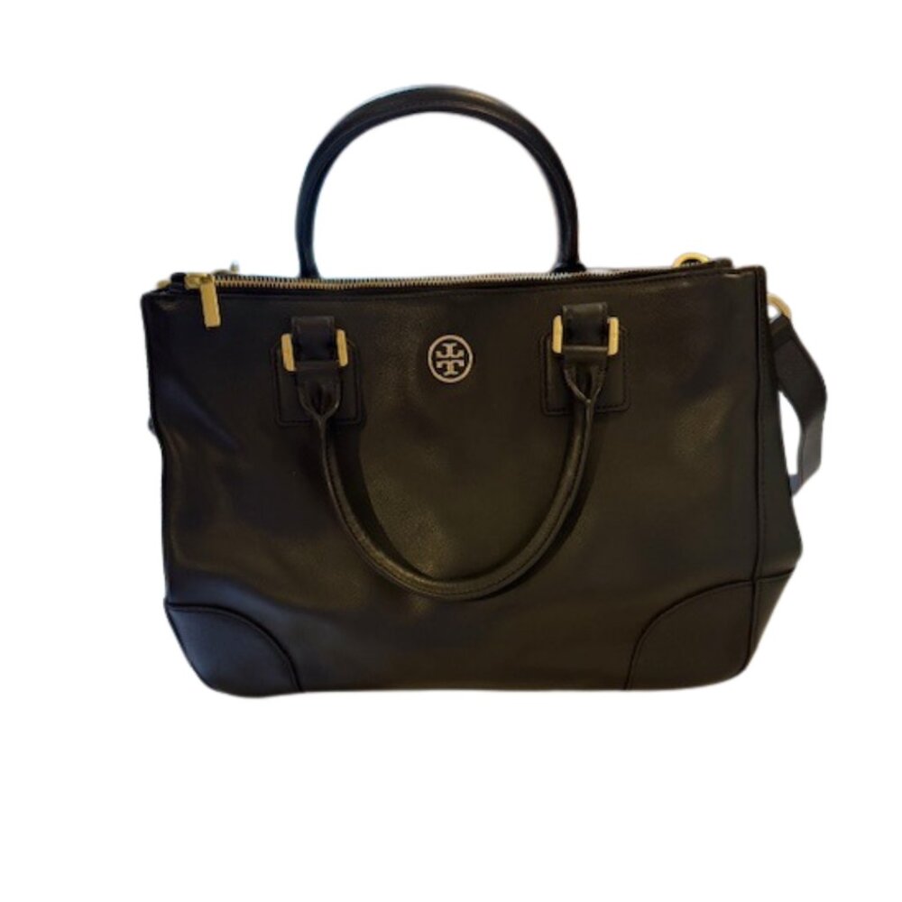 Tory Burch Black Satchel with Gold Hardware